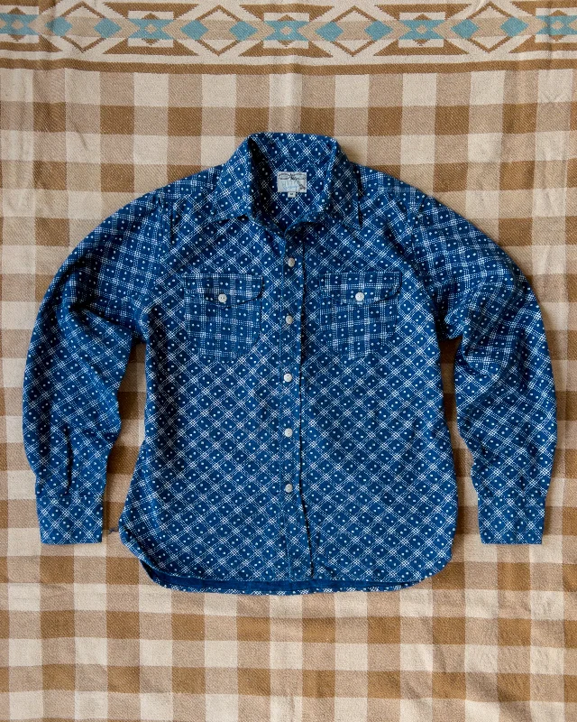 Men's Limited Edition Shirts for ExclusivityIndigo Discharge Diamond Flannel Workshirt Men's Limited Edition Shirts for ExclusivityIndigo Discharge Diamond Flannel Workshirt