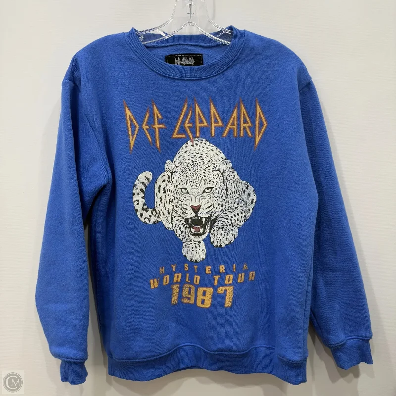 Men's Hoodies for BikingSweatshirt Crewneck By def leppard In Blue, Size: S