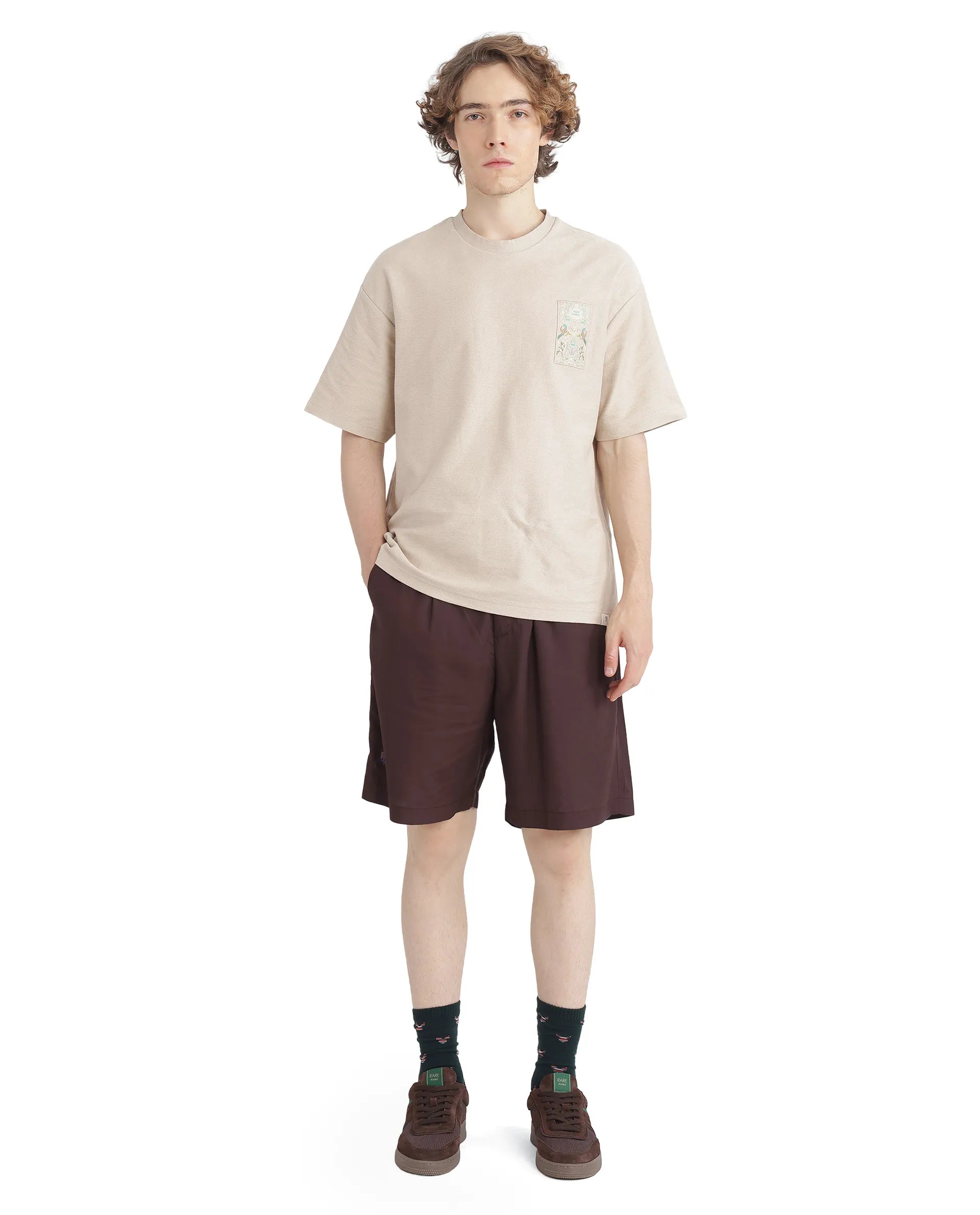 Comfortable Men's JoggersRare Rabbit Men's Carn-B Brown Cotton Fabric Mid Rise Button Closure Oversized Fit Plain Shorts Comfortable Men's JoggersRare Rabbit Men's Carn-B Brown Cotton Fabric Mid Rise Button Closure Oversized Fit Plain Shorts