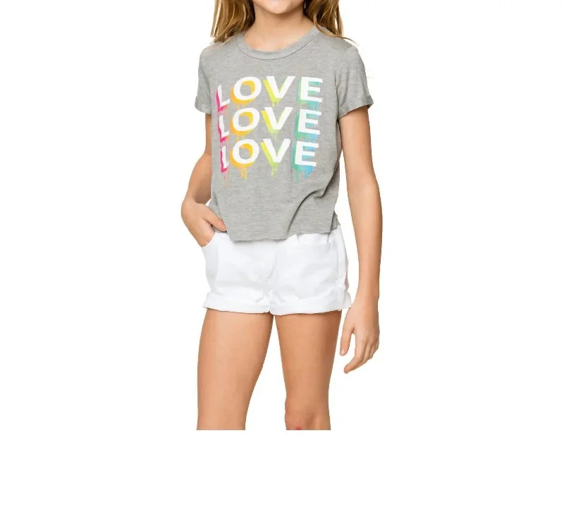 Men's Casual Shirts for Everyday WearGirls Cropped Love Tee In Heather Grey