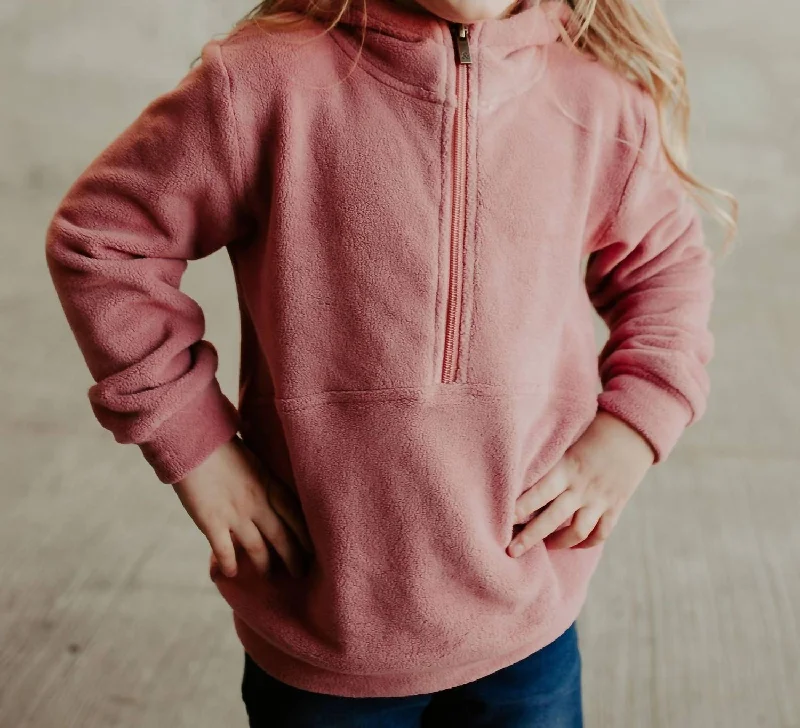 Men's Shirts with Adjustable HemlinesGirl's Youth Halfzip Sweatshirt In Cozy Cutie Raspberry Men's Shirts with Adjustable HemlinesGirl's Youth Halfzip Sweatshirt In Cozy Cutie Raspberry