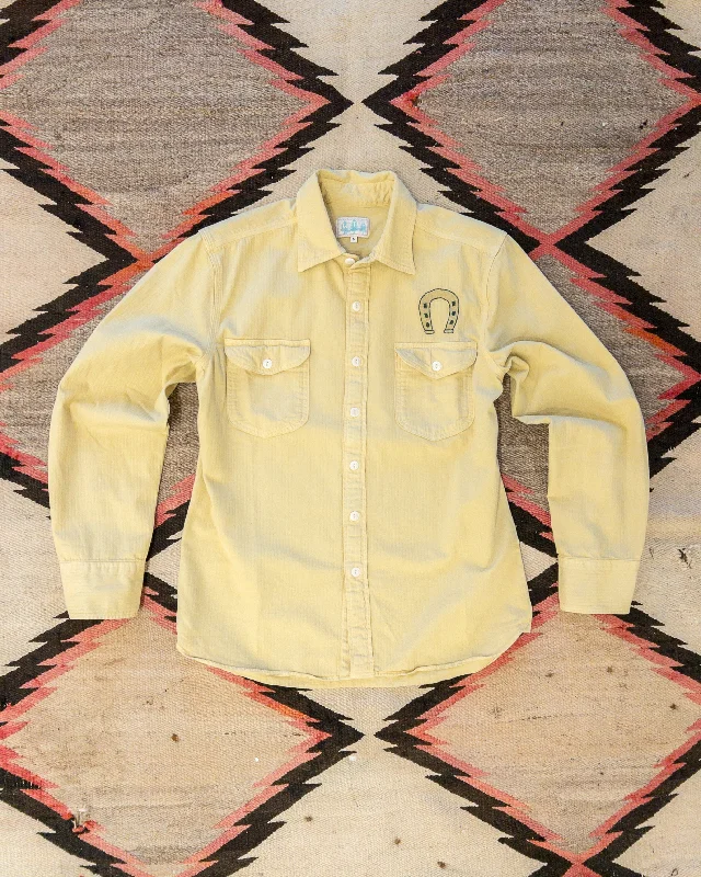 Men's Solid-Color Button-Down Shirts for VersatilityHorseshoe Chainstitched Herringbone Workshirt - Yellow Chamois Men's Solid-Color Button-Down Shirts for VersatilityHorseshoe Chainstitched Herringbone Workshirt - Yellow Chamois
