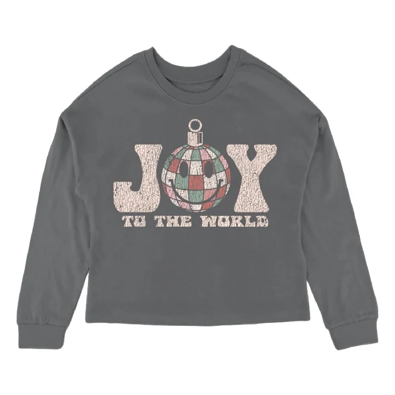 Elegant Men's Dress ShirtsGirls' Joy To The World Long Sleeve Tee In Vintage Black