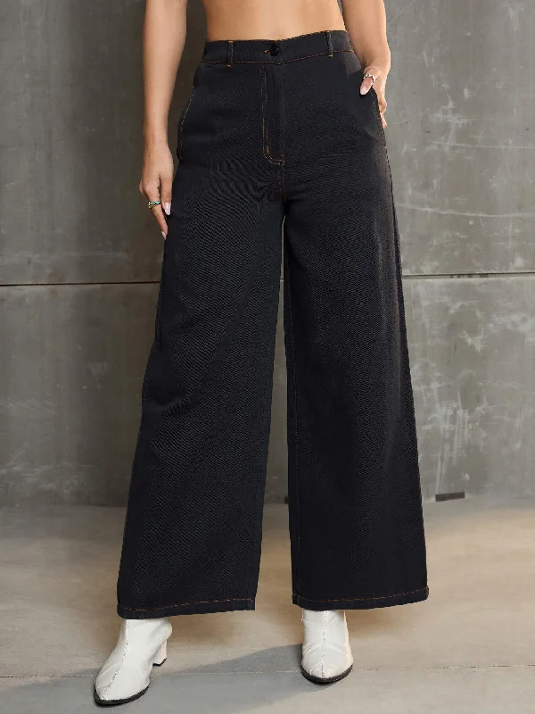 Classic Blue Men's JeansWomen Charcoal Denim Flared Pants
