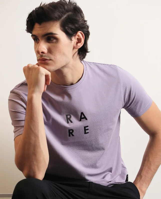 Men's Shirts with Custom MonogramsRare Rabbit Mens Lalyy Purple Cotton Lycra Fabric Short Sleeves Slim Fit T-Shirt
