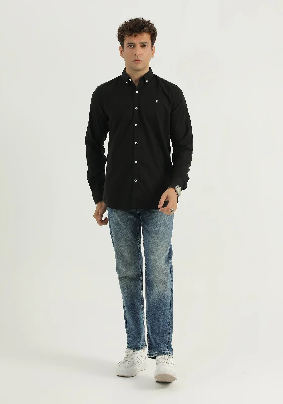 Casual Men's Button-Down ShirtsBlack Plain Shirt