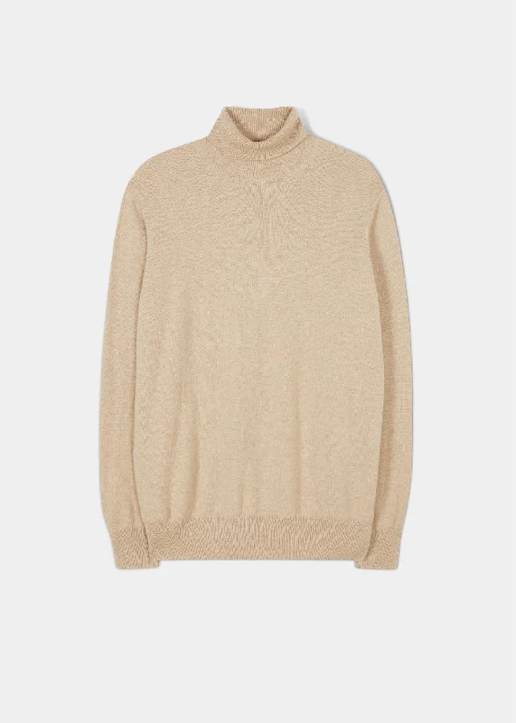 Glenure Men's Cashmere Linen Roll Neck Jumper - Regular Fit