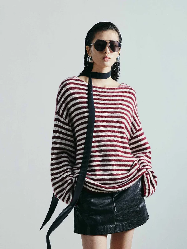 Essential Men's V-Neck SweatersDrop Shoulder Striped Sweater