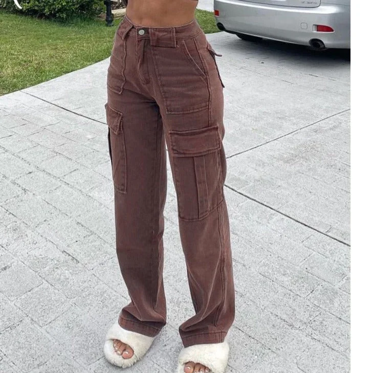 Vintage Men's JeansKittenAlarm - Brown Vintage Baggy Jeans Women 90s Streetwear