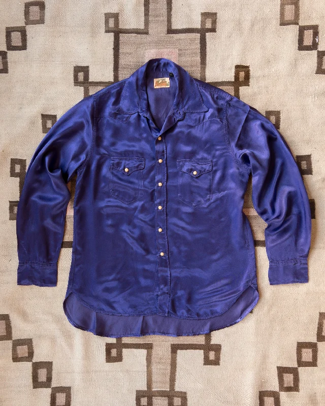Men's Tab-Collar Shirts for a Crisp LookSatin Rodeo Shirt - Royal Purple