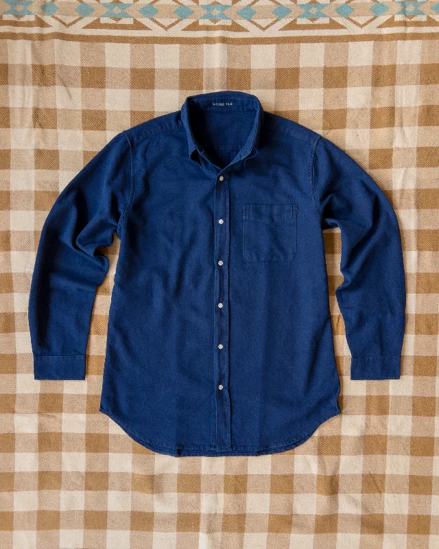 Breathable Men's Linen ShirtsIndigo Yarn-Dyed Sateen Button Down Shirt