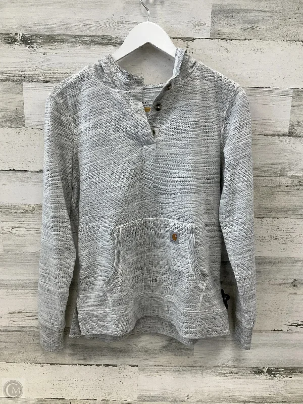 Comfortable Men's Fleece HoodiesSweatshirt Hoodie By Carhartt In Grey, Size: M