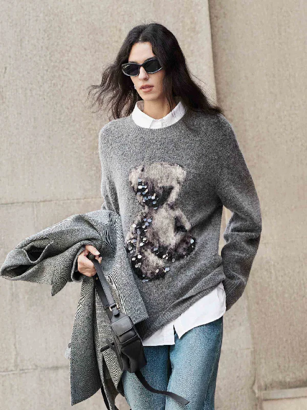 Men's Sweaters with Elastic CuffsWool Blend Teddy Sweater