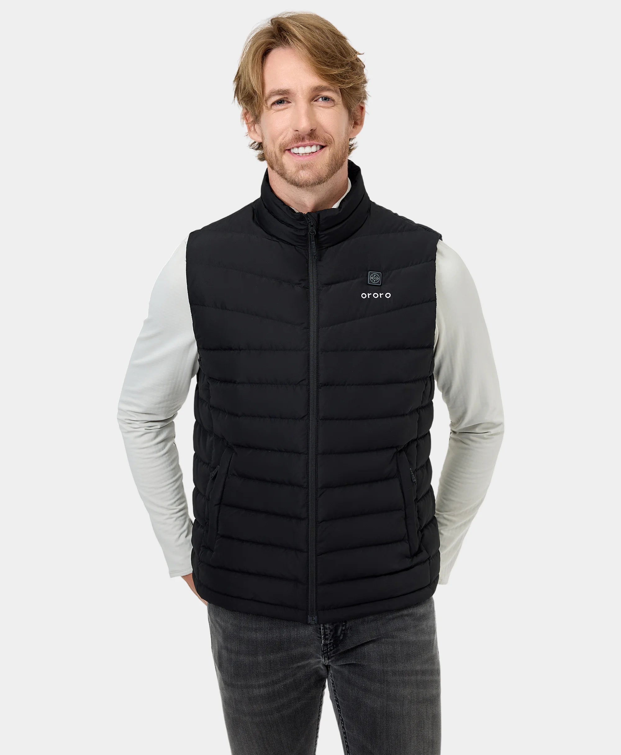 Men's Hoodies with Appliqué DetailsMen's Heated Lightweight Down Vest - Black