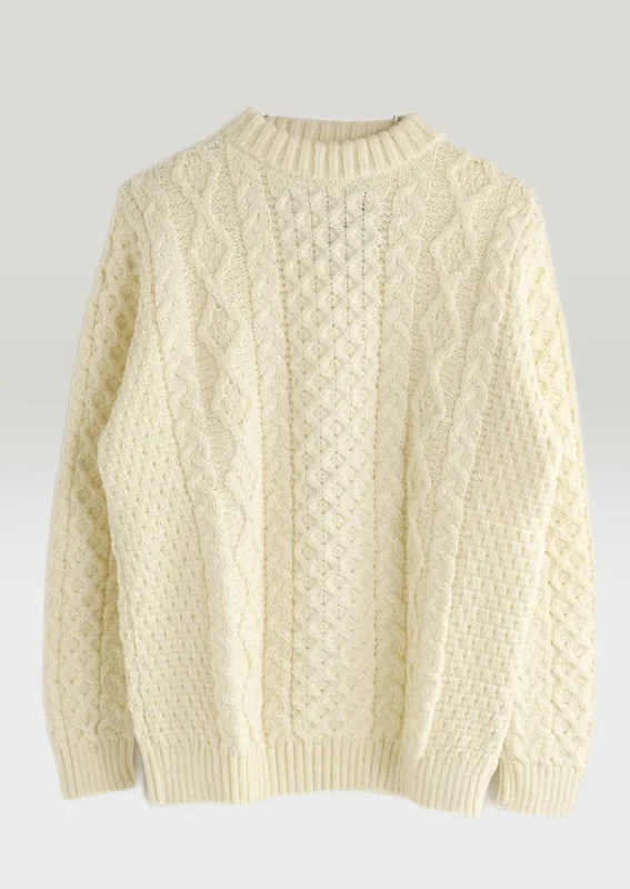 Men's Sweaters with Patchwork DesignsKerry Heavy Aran Sweater | Natural