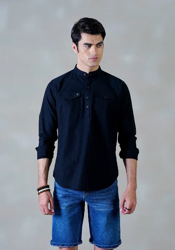 Men's Plaid Shirts for a Country CharmBlack Casual Shirt