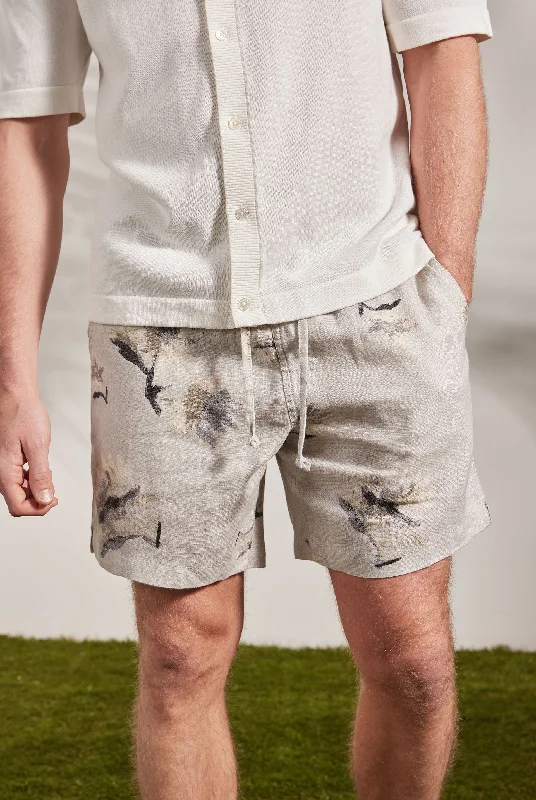 Men's Pants with Faux Leather PatchesHarrison Linen Short