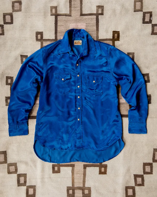 Men's Wrinkle-Free Shirts for Easy CareSatin Rodeo Shirt - Cobalt
