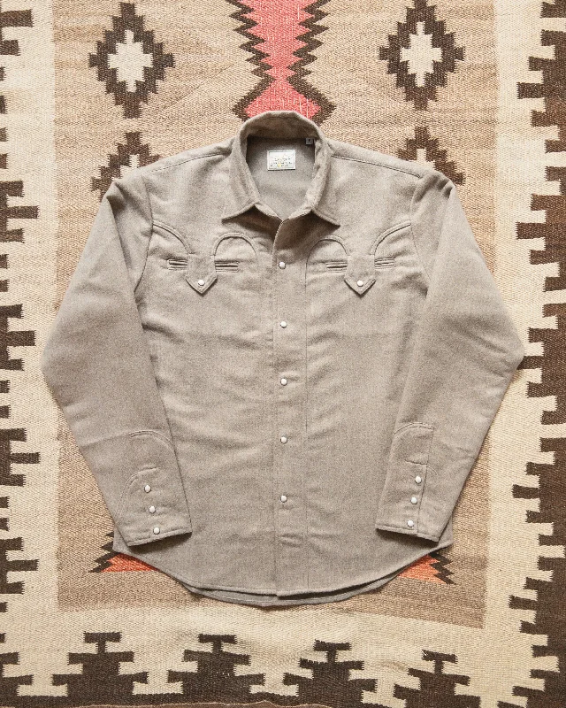 Men's French-Cuff Shirts for a Sophisticated EdgeMoleskin Outlaw Shirt - Taupe Melange Men's French-Cuff Shirts for a Sophisticated EdgeMoleskin Outlaw Shirt - Taupe Melange