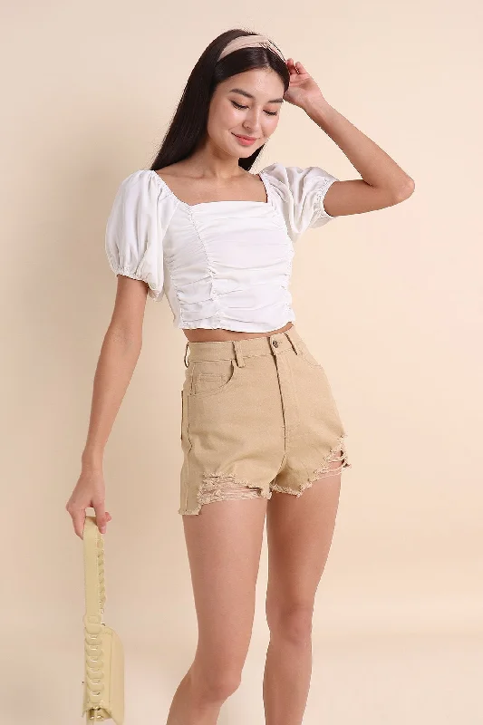 Versatile Men's ShortsMADEBYNM BASIC KYLEA FRAYED DENIM SHORTS IN LIGHT OAK [XXS/XS/S/M/L/XL/XXL]