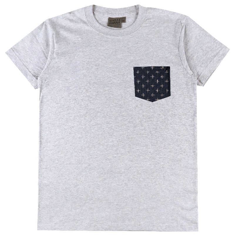 Casual Men's JeansPocket Tee - Heather Grey  - Kimono Plus