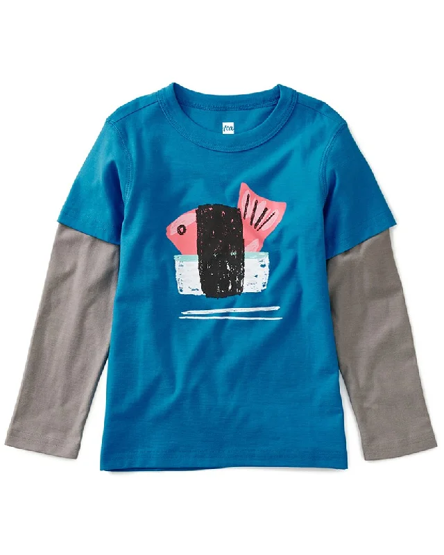 Men's Shirts with Full PlacketsTea Collection Sushi Layered Graphic T-Shirt