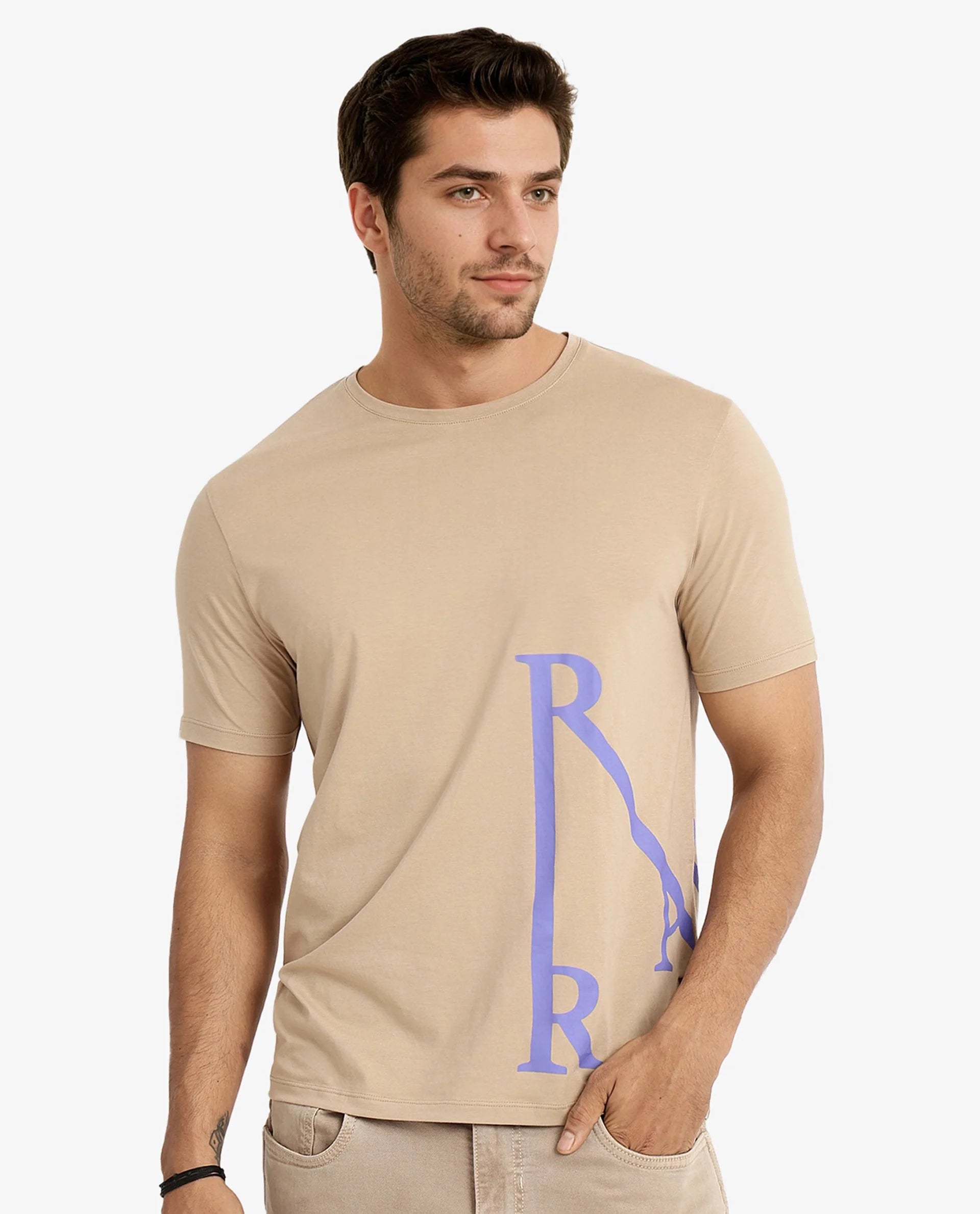 Men's Shirts with Adjustable CuffsRare Rabbit Men Ayden Beige Cotton Lycra Fabric Short Sleeve Crew Neck Regular Fit Graphic Print T-Shirt Men's Shirts with Adjustable CuffsRare Rabbit Men Ayden Beige Cotton Lycra Fabric Short Sleeve Crew Neck Regular Fit Graphic Print T-Shirt