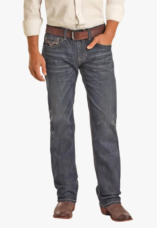 Durable Men's JeansRock & Roll Mens Pistol Regular Fit Stackable Bootcut Jean