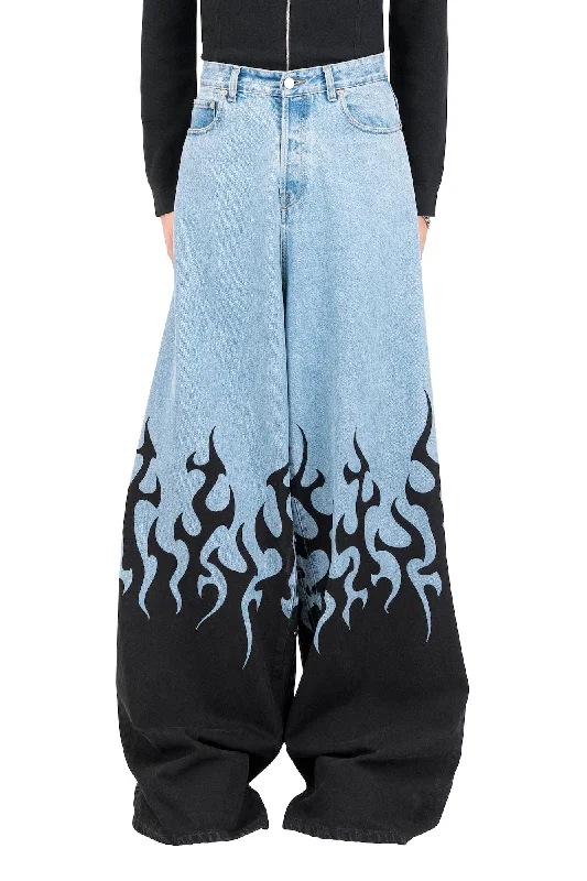 Vetements Flame Print Baggy Jeans in Light Blue