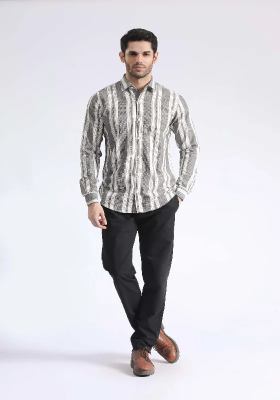 Men's Color-Blocking Shirts for a Statement LookSTRIPED TEXTURED SHIRT