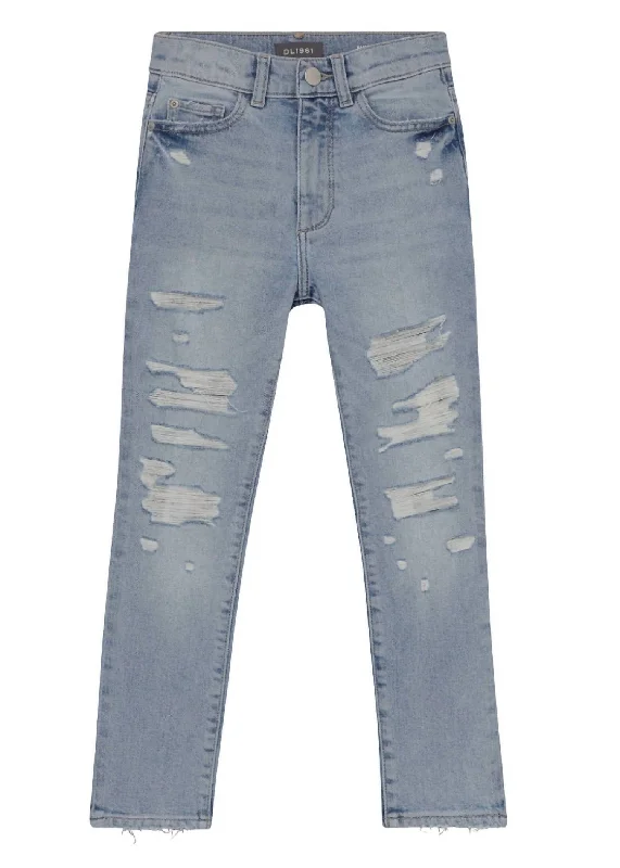 Men's Jeans with Stretch FabricGirl's Emie Straight Jeans In Ice Distressed