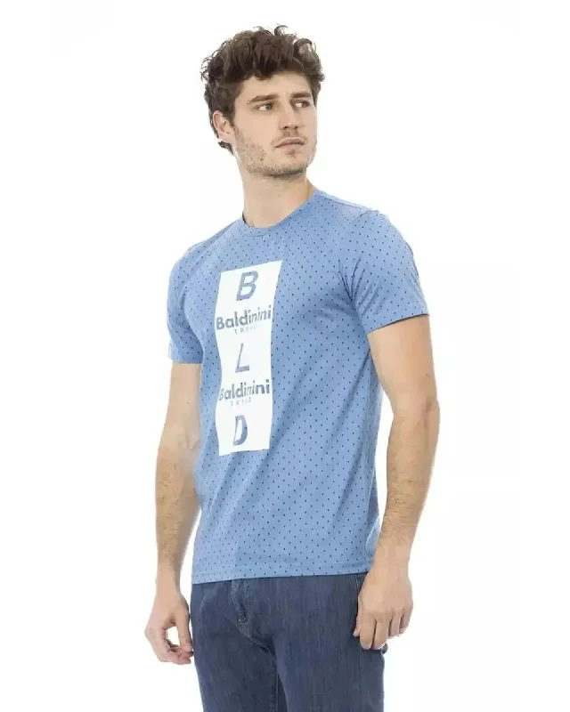 Solid-Colored Men's ShirtsBaldinini Trend Men's Light Blue Cotton T-Shirt - XL