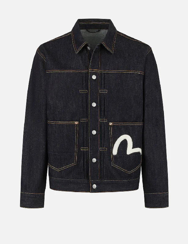 Comfort-Fit Men's JeansEcru Seagull Print Relax Fit Denim Jacket