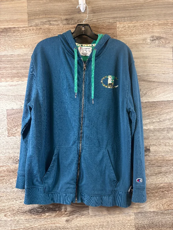 Men's Hoodies for GymAthletic Sweatshirt Hoodie By Champion In Teal, Size: 1x