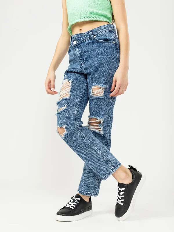 Best Selling Men's Jeans BrandsGirls Relaxed Fit Cross Over Button Fashion Jeans