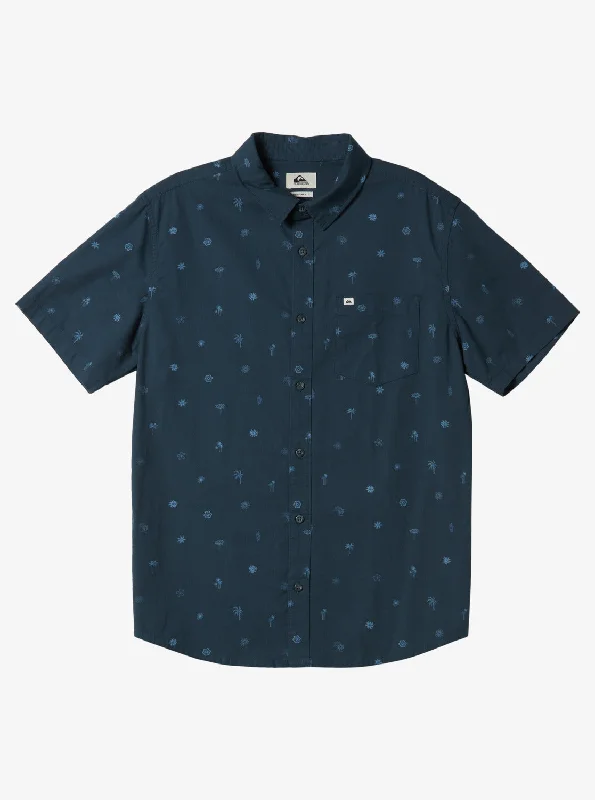 Men's Spread-Collar Shirts for a Bold StatementHeat Wave Short Sleeve Woven Shirt - Midnight Navy Heat Waves