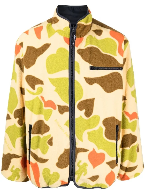 Men's Coats for Mild WeatherCamouflage Print Reversible Fleece Jacket
