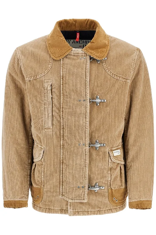 Winter-Ready Men's Coats4-hook Ribbed Velvet Jacket