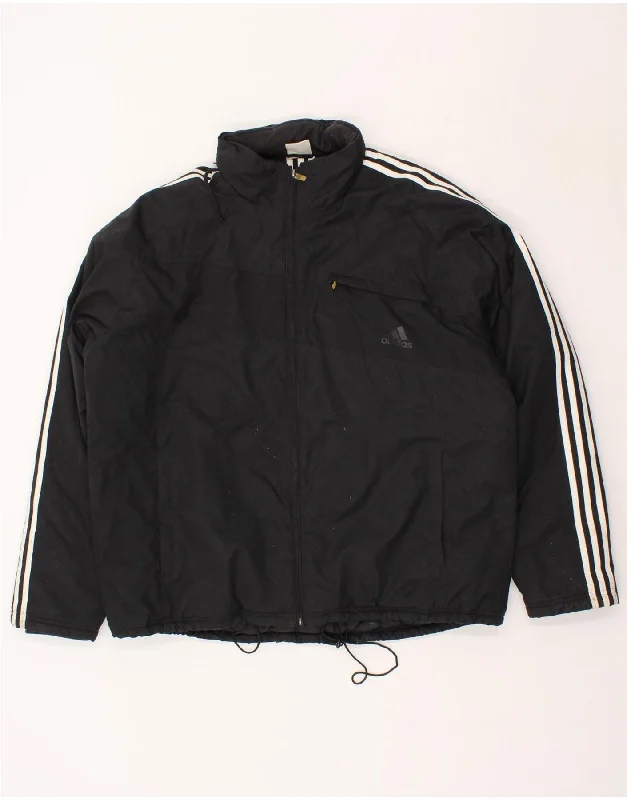 Men's Coats with Flannel LiningADIDAS Mens Windbreaker Jacket UK 42 XL Black Nylon