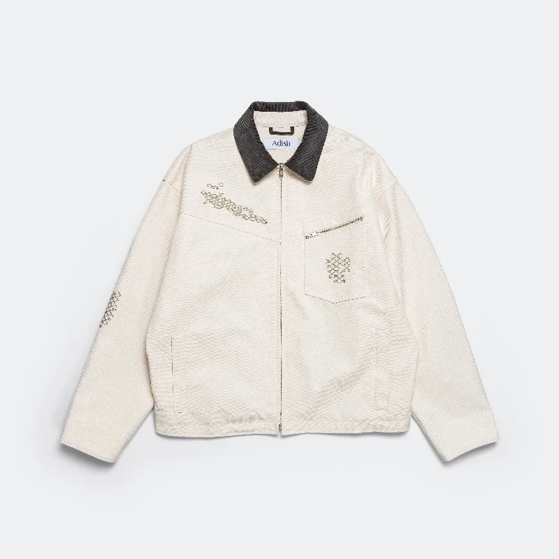 Men's Coats with Wind-Resistant FabricShabaket Seid Canvas Work Jacket - Off White