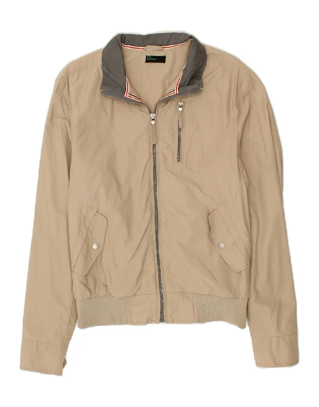 Men's Coats with Magnetic ClosuresBENETTON Mens Bomber Jacket IT 48 Medium Beige Cotton Men's Coats with Magnetic ClosuresBENETTON Mens Bomber Jacket IT 48 Medium Beige Cotton