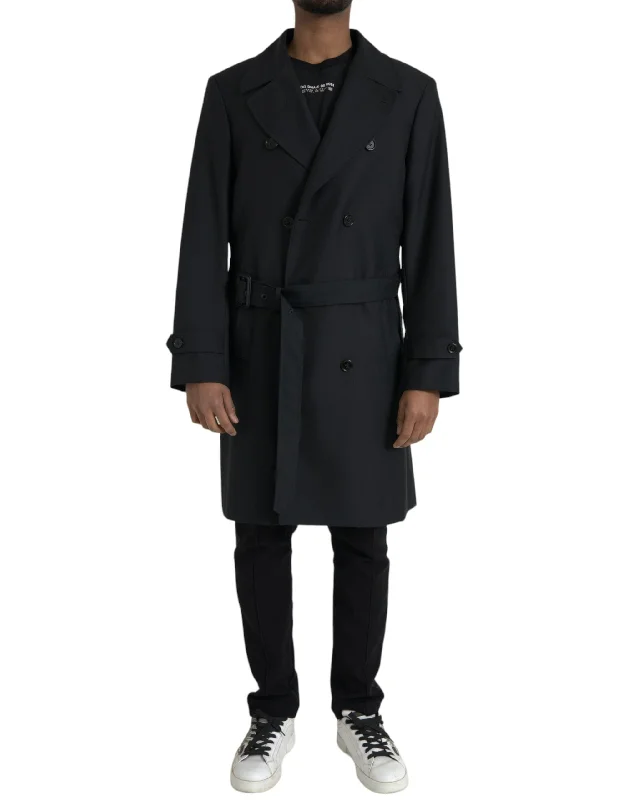 Men's Coats for Winter CampingBlack Double Breasted Trench Coat Jacket