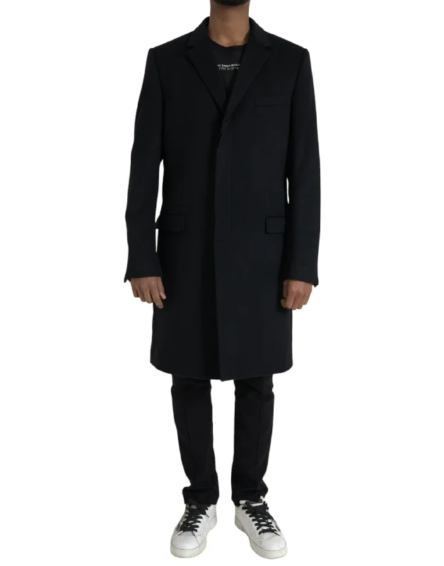 Functional Men's Ski JacketsBlack Wool Cashmere Trench Coat Jacket