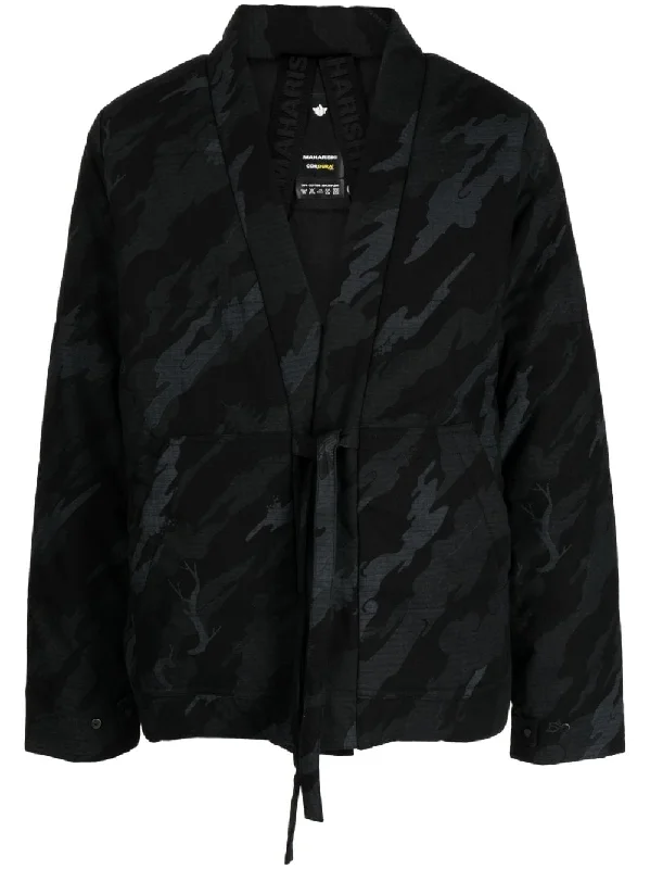 Men's Coats with Magnetic ClosuresBonsai Forest-Print Padded Jacket