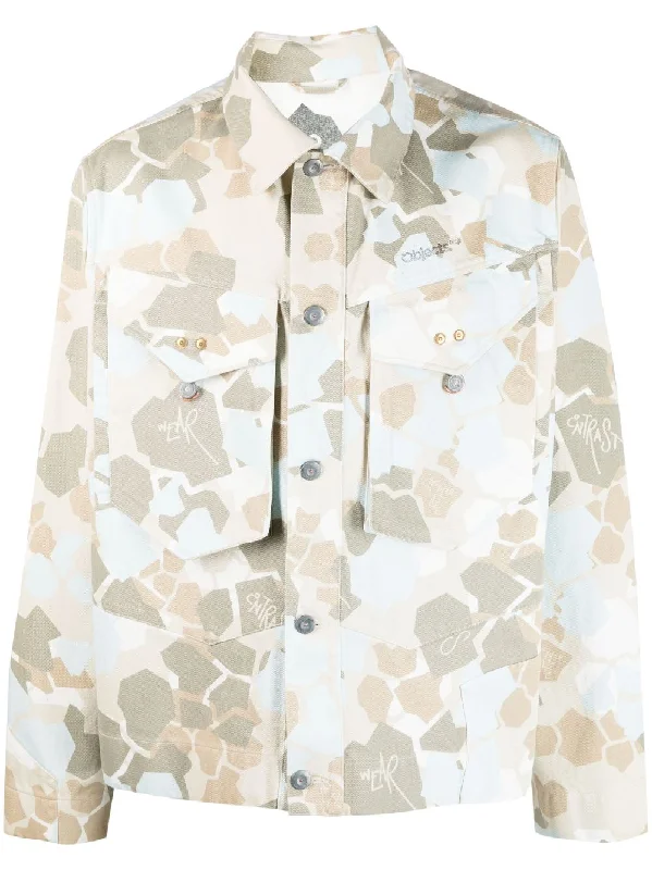 Men's Coats with Wind-Resistant FabricCamouflage-Pattern Denim Jacket