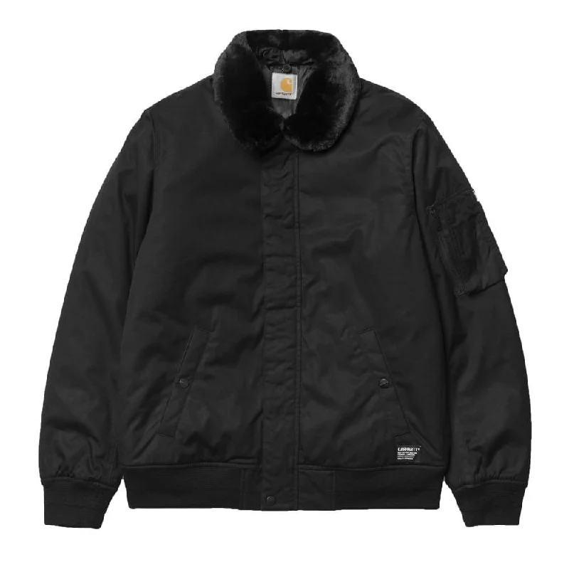 Men's Coats with Stretch FabricCarhartt Stanley Bomber Jacket With Removable Faux Fur Collar - Black Men's Coats with Stretch FabricCarhartt Stanley Bomber Jacket With Removable Faux Fur Collar - Black