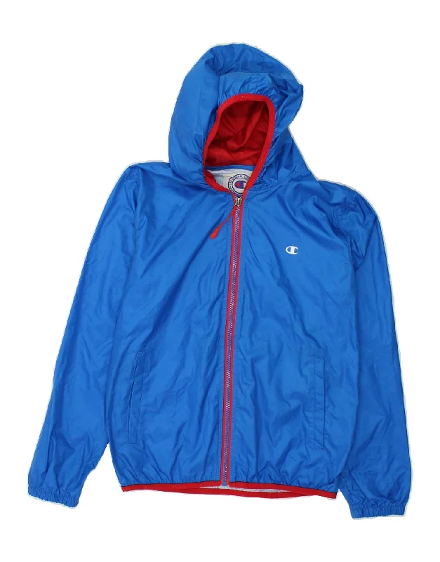 Men's Coats for LayeringCHAMPION Boys Hooded Rain Jacket 11-12 Years Blue Polyamide