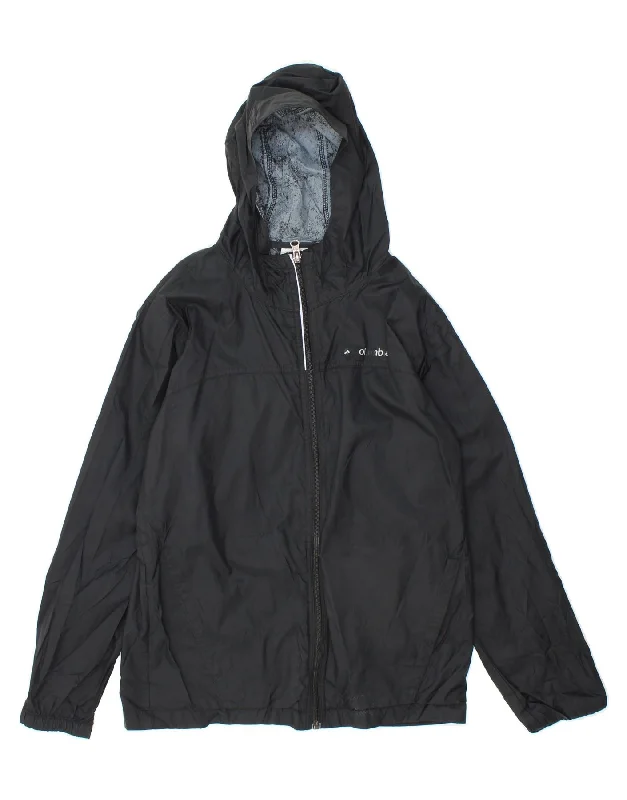Waterproof Men's ParkasCOLUMBIA Boys Hooded Rain Jacket 14-15 Years Large Black Polyester Waterproof Men's ParkasCOLUMBIA Boys Hooded Rain Jacket 14-15 Years Large Black Polyester