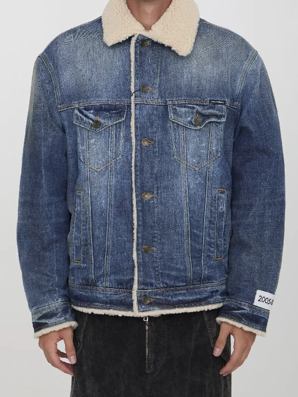Men's Coats with Fur TrimDenim Jacket