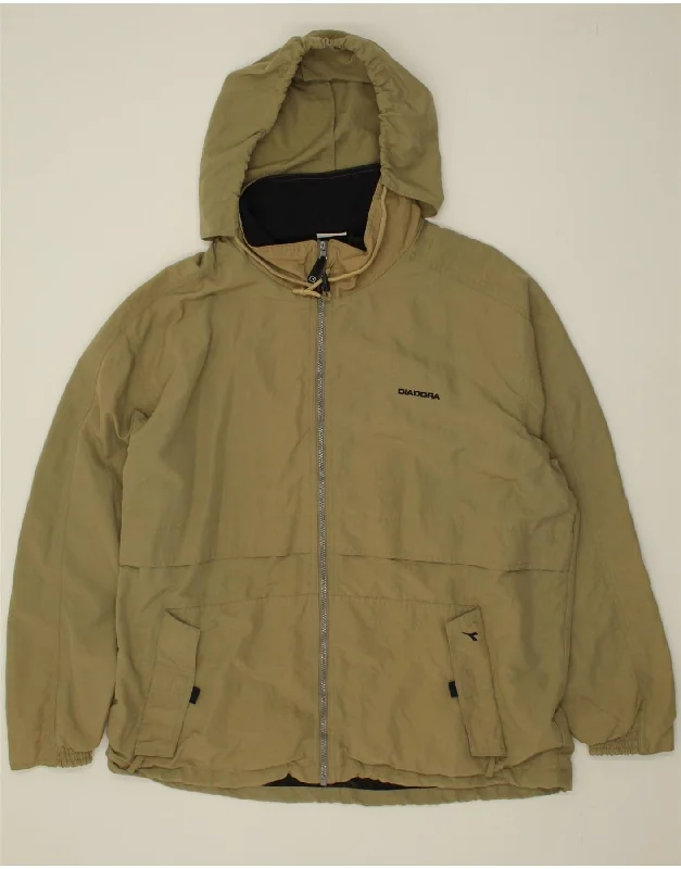 Men's Coats with Contrast StitchingDIADORA Mens Hooded Rain Jacket UK 42 XL Khaki Polyamide Men's Coats with Contrast StitchingDIADORA Mens Hooded Rain Jacket UK 42 XL Khaki Polyamide